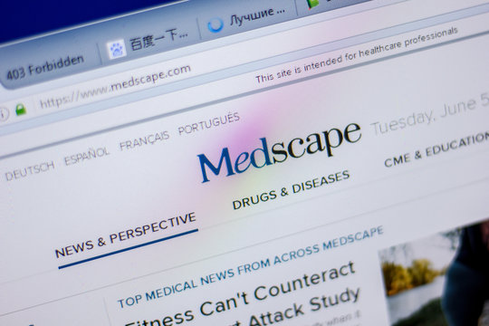 Ryazan, Russia - June 05, 2018: Homepage of MedScape website on the display of PC, url - MedScape.com.