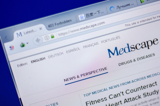 Ryazan, Russia - June 05, 2018: Homepage of MedScape website on the display of PC, url - MedScape.com.