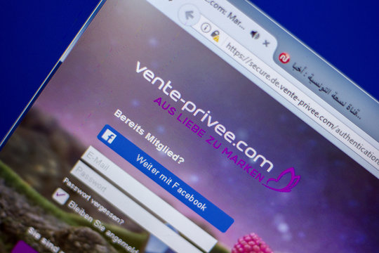 Ryazan, Russia - June 05, 2018: Homepage of Vente-Privee website on the display of PC, url - Vente-Privee.com.