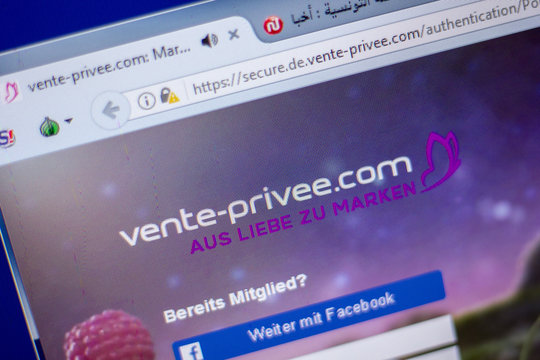 Ryazan, Russia - June 05, 2018: Homepage of Vente-Privee website on the display of PC, url - Vente-Privee.com.
