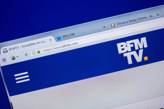 Ryazan, Russia - June 05, 2018: Homepage of BFMTV website on the display of PC, url - BFMTV.com.
