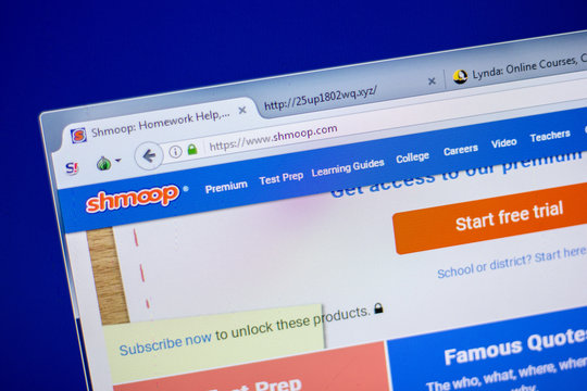 Ryazan, Russia - June 05, 2018: Homepage of Shmoop website on the display of PC, url - Shmoop.com.