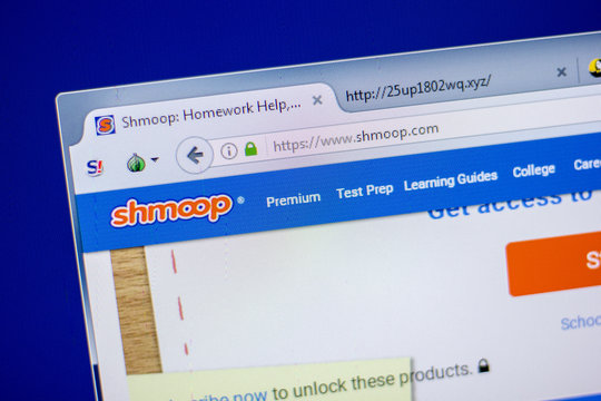 Ryazan, Russia - June 05, 2018: Homepage of Shmoop website on the display of PC, url - Shmoop.com.
