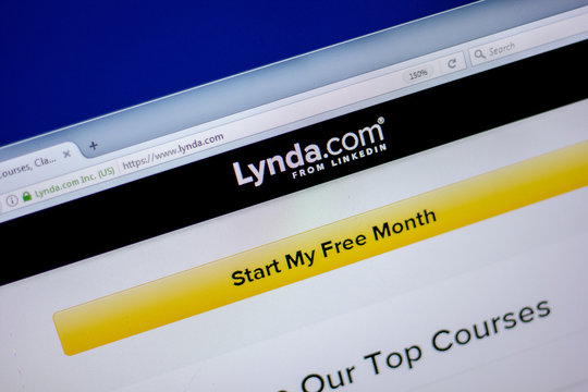 Ryazan, Russia - June 05, 2018: Homepage of Lynda website on the display of PC, url - Lynda.com.