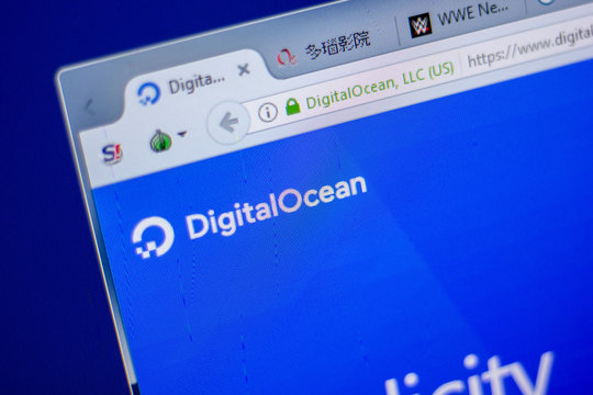 Ryazan, Russia - June 05, 2018: Homepage of DigitalOcean website on the display of PC, url - DigitalOcean.com.