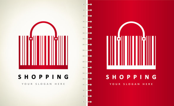 Bag barcode logo vector. Shopping symbol.