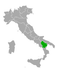Fototapeta na wymiar Karte von Basilikata in Italien