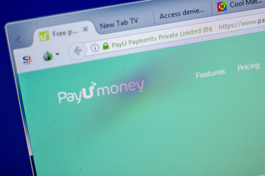 Ryazan, Russia - June 05, 2018: Homepage of PayUmoney website on the display of PC, url - PayUmoney.com.