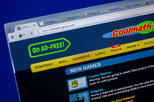 Ryazan, Russia - June 05, 2018: Homepage of Coolmath-games website on the display of PC, url - Coolmath-games.com.