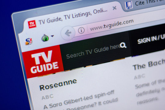 Ryazan, Russia - June 05, 2018: Homepage of TvGuide website on the display of PC, url - TvGuide.com.