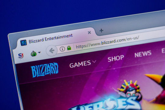 Ryazan, Russia - June 05, 2018: Homepage of Blizzard website on the display of PC, url - Blizzard.com.