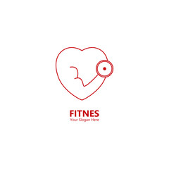 Fitness logo with line art. modern template. for logos, fitness sports icons. vector