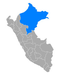 Fototapeta premium Karte von Loreto in Peru