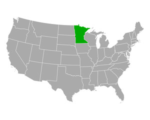 Fototapeta na wymiar Karte von Minnesota in USA