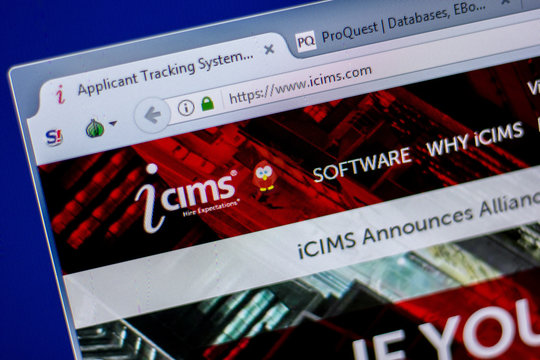Ryazan, Russia - June 05, 2018: Homepage of Icims website on the display of PC, url - Icims.com.
