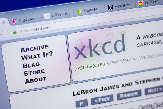 Ryazan, Russia - June 05, 2018: Homepage of XKCD website on the display of PC, url - XKCD.com.