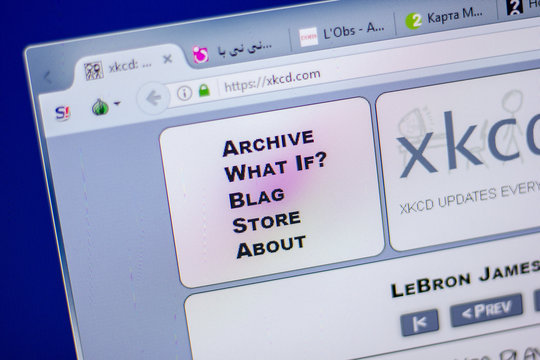 Ryazan, Russia - June 05, 2018: Homepage of XKCD website on the display of PC, url - XKCD.com.
