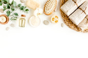 Spa concept with eucalyptus oil and eucalyptus leaf extract natural /organic spa cosmetics...