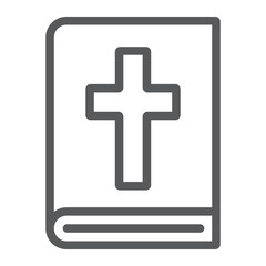 Obraz premium Holy Bible line icon, religion and prayer, holy book sign, vector graphics, a linear pattern on a white background, eps 10.