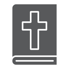 Obraz premium Holy Bible glyph icon, religion and prayer, holy book sign, vector graphics, a solid pattern on a white background, eps 10.