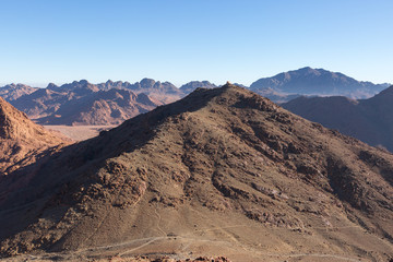 Amazing Sunrise at Sinai Mountain, Beautiful dawn in Egypt, Beautiful view from the mountain