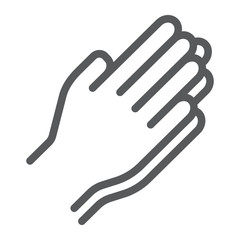 Pray line icon, religion and prayer, hands praying sign, vector graphics, a linear pattern on a white background, eps 10.