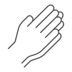 Pray thin line icon, religion and prayer, hands praying sign, vector graphics, a linear pattern on a white background, eps 10.