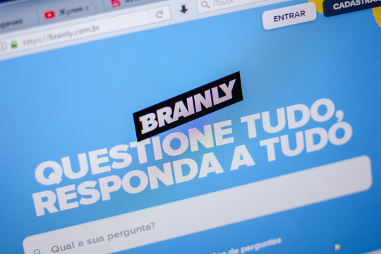 Ryazan, Russia - June 05, 2018: Homepage of Brainly website on the display of PC, url - Brainly.com.br.