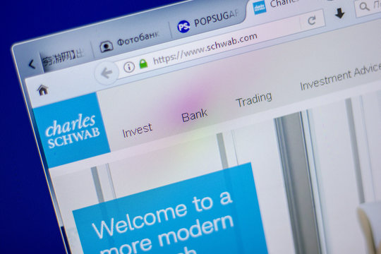 Ryazan, Russia - June 05, 2018: Homepage of Schwab website on the display of PC, url - Schwab.com.