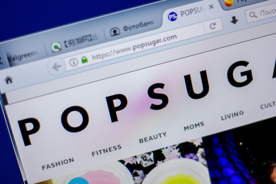Ryazan, Russia - June 05, 2018: Homepage of PopSugar website on the display of PC, url - PopSugar.com.