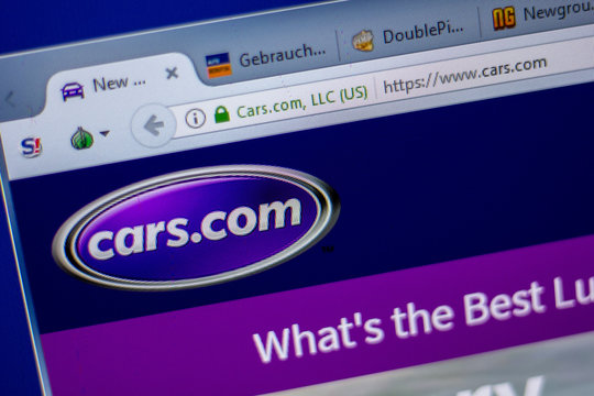 Ryazan, Russia - June 05, 2018: Homepage of Cars website on the display of PC, url - Cars.com.