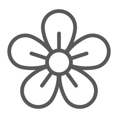 Obraz premium Flower line icon, easter and summer, floral sign, vector graphics, a linear pattern on a white background, eps 10.