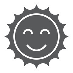 Sun glyph icon, easter and summer, smile sun sign, vector graphics, a solid pattern on a white background, eps 10.
