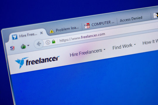 Ryazan, Russia - June 05, 2018: Homepage of Freelancer website on the display of PC, url - Freelancer.com.