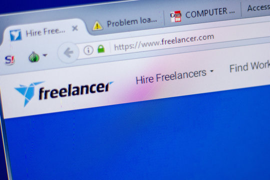 Ryazan, Russia - June 05, 2018: Homepage of Freelancer website on the display of PC, url - Freelancer.com.