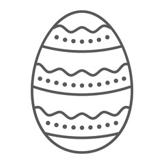Easter Egg thin line icon, easter and holiday, decoration egg sign, vector graphics, a linear pattern on a white background, eps 10.