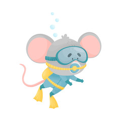 Cartoon Koala Wearing Diving Suit Snorkeling Underwater Vector Illustration © Happypictures