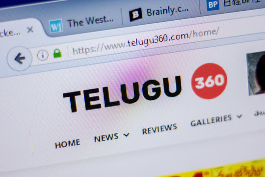 Ryazan, Russia - June 05, 2018: Homepage of Telugu360 website on the display of PC, url - Telugu360.com.