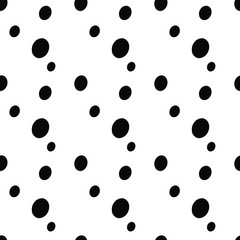 Seamless elegant cute pattern with black polka dots ovals on a white background. Seamless monochrome patterns for fabric, wallpaper, wrapping paper, backgrounds, textile printing.