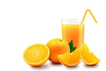 Stack of fresh orange fruit isolated on white background