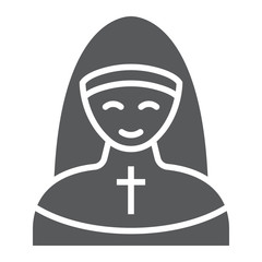 Nun glyph icon, religion and prayer, sister sign, vector graphics, a solid pattern on a white background, eps 10.