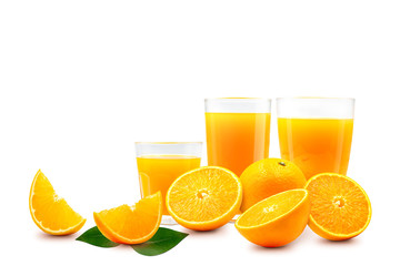 Stack of fresh orange fruit isolated on white background