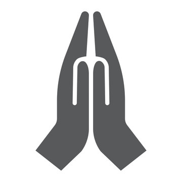 Pray glyph icon, religion and prayer, hands praying sign, vector graphics, a solid pattern on a white background, eps 10.