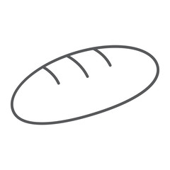 Bread thin line icon, pastry and bakery, food sign, vector graphics, a linear pattern on a white background, eps 10.