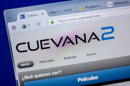 Ryazan, Russia - June 05, 2018: Homepage of Cuevana2 website on the display of PC, url - Cuevana2.com.