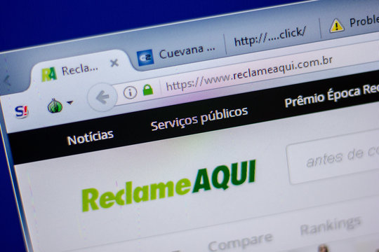Ryazan, Russia - June 05, 2018: Homepage of ReclameAqui website on the display of PC, url - ReclameAqui.com.br.