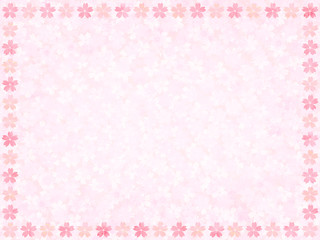 桜のフレーム　ピンクの花柄背景