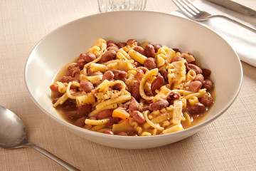 Dish of traditional Italian pasta and beans