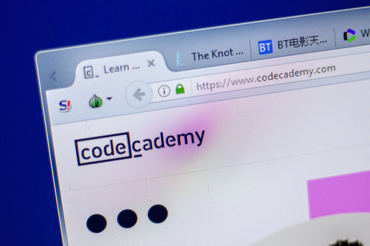 Ryazan, Russia - June 05, 2018: Homepage of CodeCademy website on the display of PC, url - CodeCademy.com.