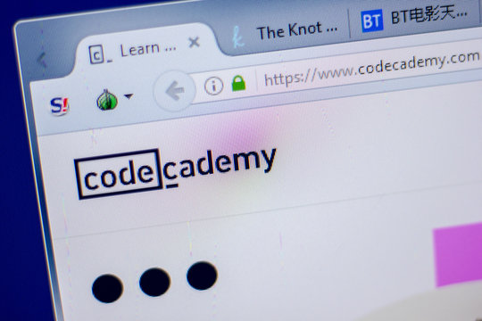 Ryazan, Russia - June 05, 2018: Homepage of CodeCademy website on the display of PC, url - CodeCademy.com.